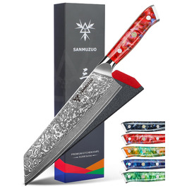 Ніж Kiritsuke Damast Xuan, 22 см, сталь VG10, ручка з смоли (сапфірово-синій) - Кухонний ніж для нарізки
