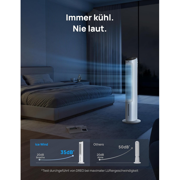 Охолоджувач повітря Dreo з водяним охолодженням, 40 дюймів, 80° поворот, 3 режими, 4 швидкості, білий, з пульт