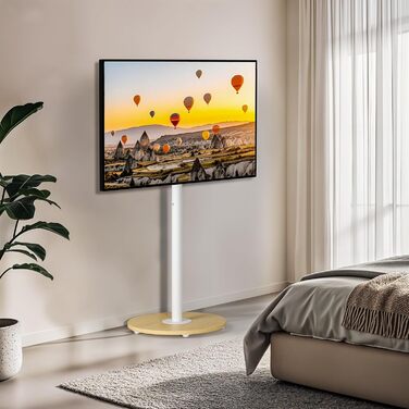 Підставка для телевізора Unho з коліщатками, регульована по висоті, для телевізорів 40-75 дюймів, VESA 600x400 мм, до 50 кг, біла