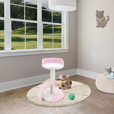 Дерев'яний кігтечка для котів Beltom® Kratzbaum 54 см, рожево-білий. Ігровий комплекс для котів