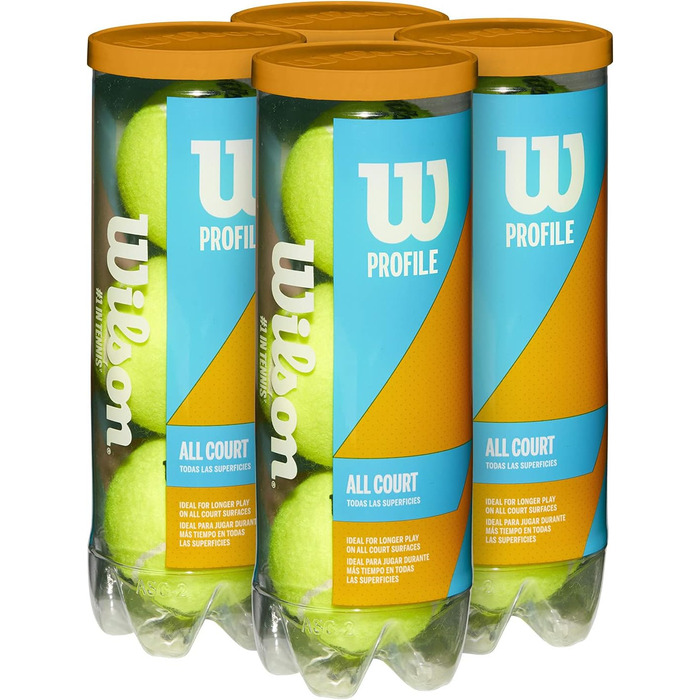 Тенісні м'ячі Wilson Prime All Court - універсальні, жовті, упаковка 4 банки (12 м'ячів)