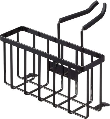 YAMAZAKI 5639 Tower Hanging Sink Organizer, Steel/Silicone, Minimalist Design, 20.3 x 18.5 x 14 cm (L x W x H) (Black)