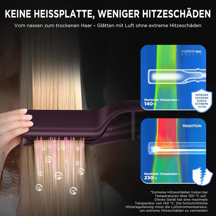 PARWIN PRO BEAUTY MaxAIR 2.0 Multi-Styler Set: 7-в-1 Фен, Плойка, Випрямляч, Щітка для об'єму, 110000 об/хв, Автоматична намотка, Подвійна напруга, Jasper Plum