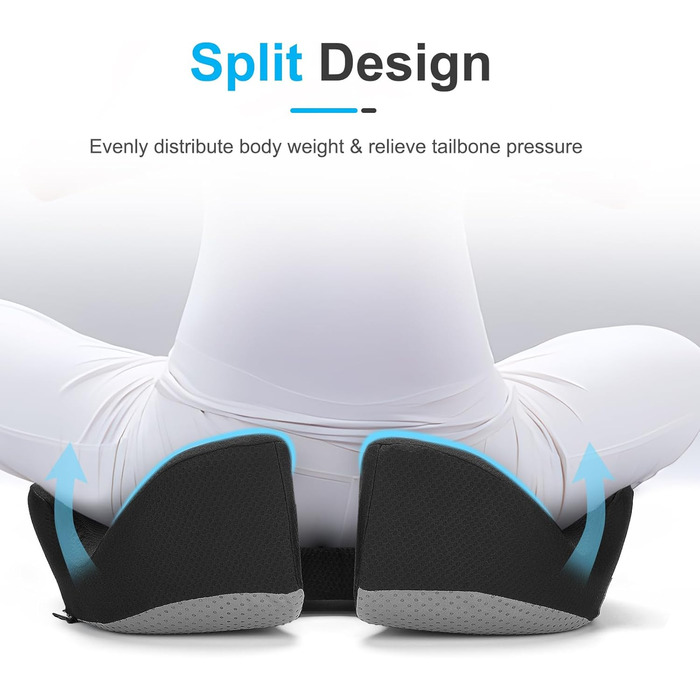 Ergonomic Seat Cushion for Office Chair - Orthopedic Pressure Relief Cushion with Memory Foam - Wheelchair Seat Cushion