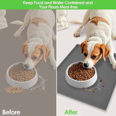 Килимок для годування собак, вологостійкий килимок під миску для тварин, великий силіконовий килимок 50 x 60 см з бортиком, захист від бруду, килимок для цуценят