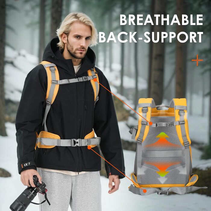 Рюкзак для камери Tarion TR-XL жовтий, водонепроникний, для DSLR з відділенням для ноутбука 15.6 дюймів та дощовиком