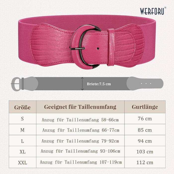 Жіночий широкий еластичний ремінь WERFORU для суконь та костюмів (94-107 см, рожевий)