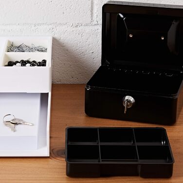 Металева касове сховище Rapesco SB0006B1 з замком, 3 ключами та висувним відділенням, розмір 6, чорний (15 см)