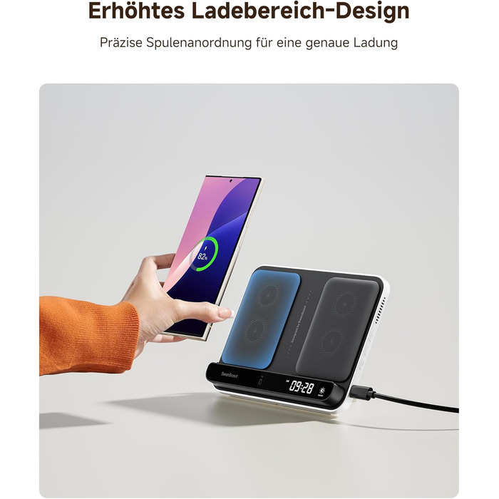 Бездротовий зарядний пристрій SwanScout 710S для Samsung Galaxy S25 Ultra/S25/S24, iPhone 17/16/15, Galaxy Watch 8/8 Classic/7/Ultra