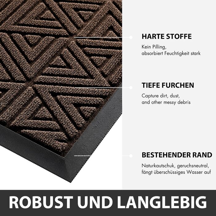 Килимок для дому Yimobra, вологостійкий, 120x80 см, коричневий
