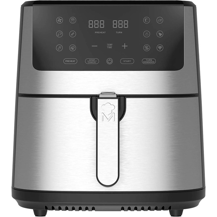 Фритюрниця MasterPRO iRocket 800 MP 6 л, 1800 Вт, без олії, LED-дисплей, чорна, антипригарна чаша, Wi-Fi, срібляста