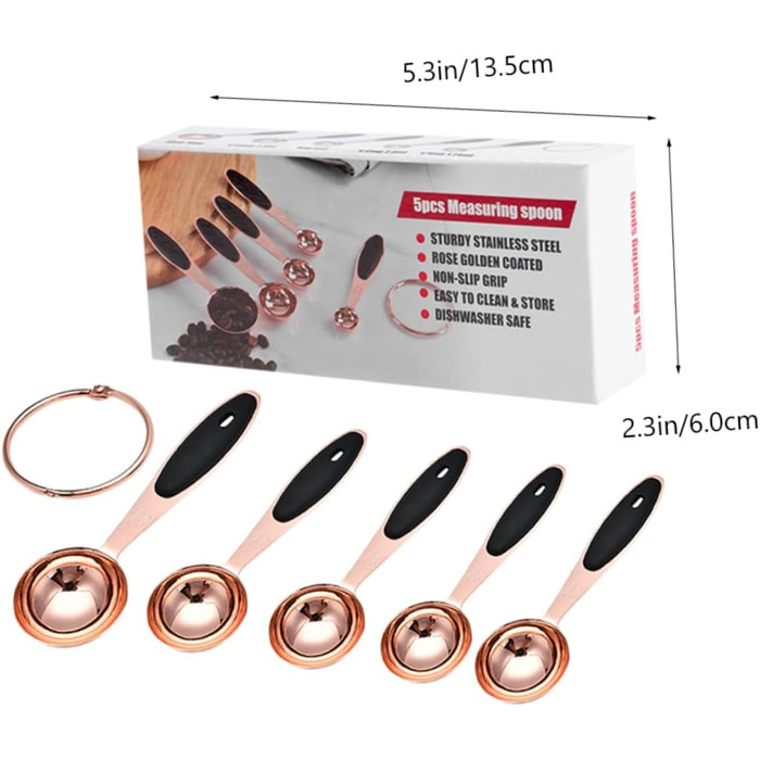 MAGICLULU 3 Sets Rose Gold Measuring Spoons, Measuring Cups, Scoops, Grill Plate, Baking Mold, Cocktail Spoon, Measuring Spoon, Kitchen Baking Utensils, Kitchen Accessories, Stainless Steel
