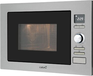 Вбудована мікрохвильова піч CATA MC 25 D ENC Inox, 25л, нержавіюча сталь, 8 автоматичних меню, 5 рівнів потужності, гриль 1000 Вт, таймер, ширина 60 см
