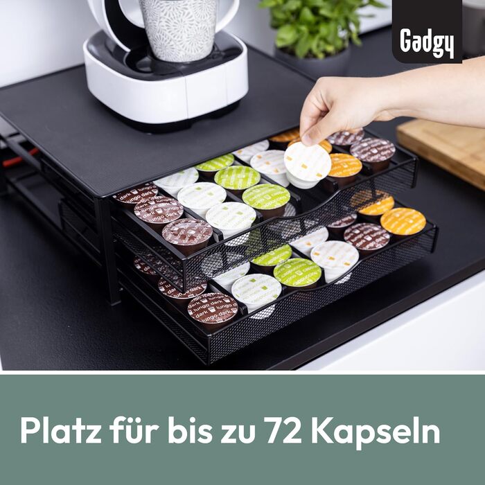 Тримач для капсул Dolce Gusto Gadgy з 2 ящиками – на 72 капсули – міцний металевий тримач з антиковзкими ніжками