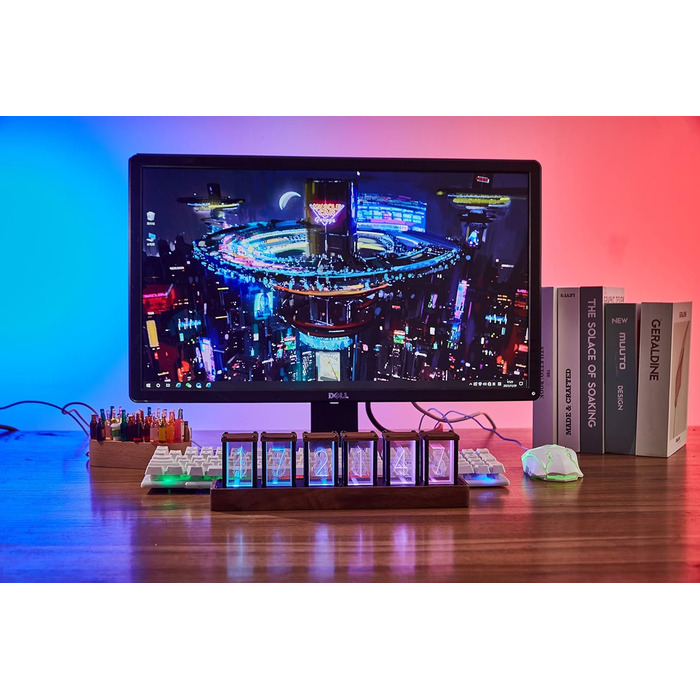 LED-годинник ClocTeck у стилі Nixie, цифровий ретро-годинник з Wi-Fi, будильник, 12/24 год, готовий до використання, подарунок