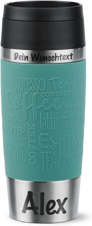 Термокружка Emsa з гравіюванням, 360 мл | Термокружка для подорожей, з індивідуальним дизайном | Зручний гвинтовий кришка, 360° отвір | Можна мити в посудомийній машині | Зберігає тепло до 4 годин та холод до 8 годин | Термокружка для кави 'to go' (Petrol