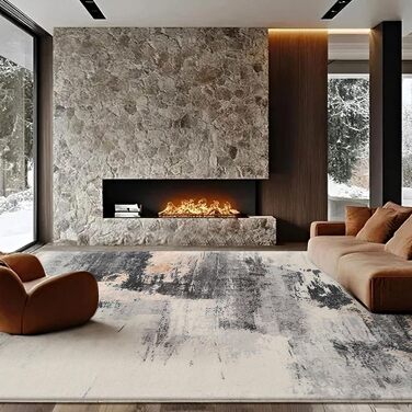 Килим Safunion для вітальні: великий сучасний абстрактний килим з коротким ворсом, м'який килим для спальні (80 x 120 см, 120 x 160 см), абстрактний коричнево-багатокольоровий