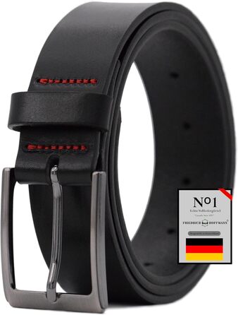 Чоловічий шкіряний ремінь Friedrich Hoffmann 'Cavallo Nero Nᵒ1', чорний, Made in Germany, 3,5 см, для костюма та джинсів