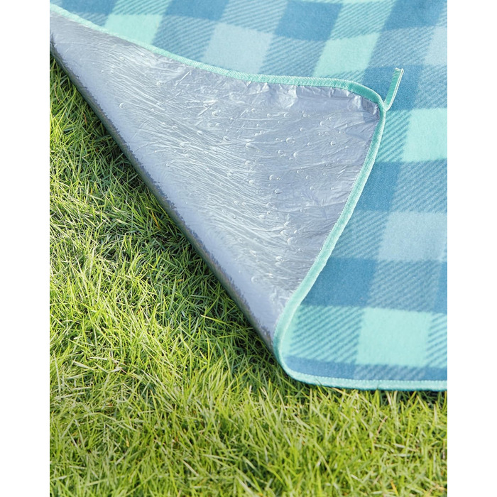 Плед для пікніка SONGMICS великий (200x300 см), водонепроникний, з 4 кілочками, для парку, саду, пляжу, складаний, блакитний GCM011Q02