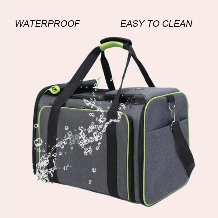 Транспортна сумка для котів та собак, розширювана, складана переноска для кота/собаки, сіра з блакитним, L