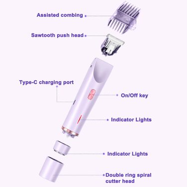 Електричний жіночий триммер для бікіні 2-в-1 Intimrasierer, фіолетовий