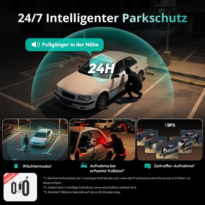 Автомобільний відеореєстратор BOTSLAB G980H 4-канальний 360° з GPS, 5.8GHz WiFi, IPS-екраном 3.18