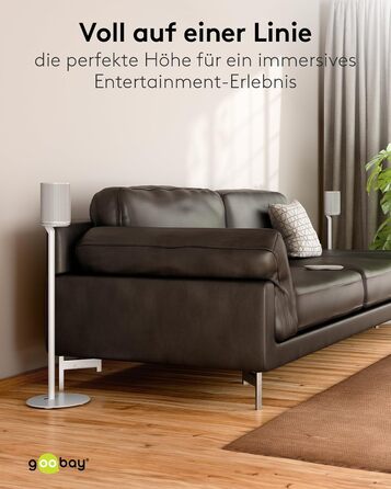 Стійка-підставка для колонки Sonos Era 100 від Goobay, з кабелем-менеджментом, біла, висота 71 см, витримує до 3 кг (71983)