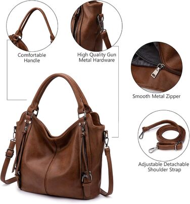 Жіноча сумка-шопер Reaer 2в1: сумка через плече та сумка-тоут для офісу, навчання, подорожей (M, коричнева)