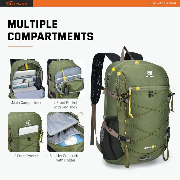 SKYSPER ISHELL 30 Foldable Backpack 30L Ultra-light Daypack Packable Daypack Waterproof Hiking Backpack Travel Backpack for Camping Outdoor Hiking Travel