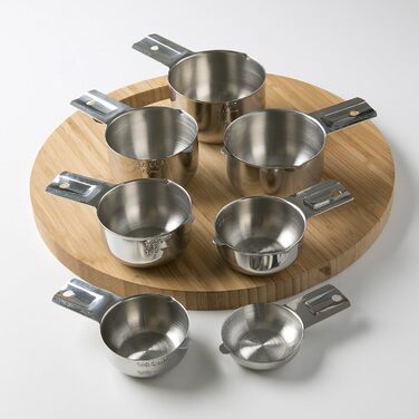Measuring cups and spoons, 13-piece complete set of professional-grade quality 18/8 stainless steel – 7 stackable cups and 12 spoons, perfect for storing dry and liquid ingredients.