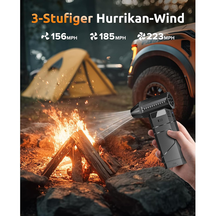 Електричний пилодув Luftduster з акумулятором 8000mAh, 220g повітряного потоку, 2 насадки, LED, для ПК, клавіатури, авто та електроніки (Чорний)