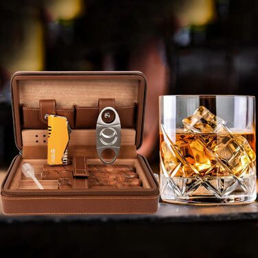 Вишуканий кейс для сигар Time C Club з ножем для сигар та зволожувачем, подарунок для нареченого, на день народження, на День батька