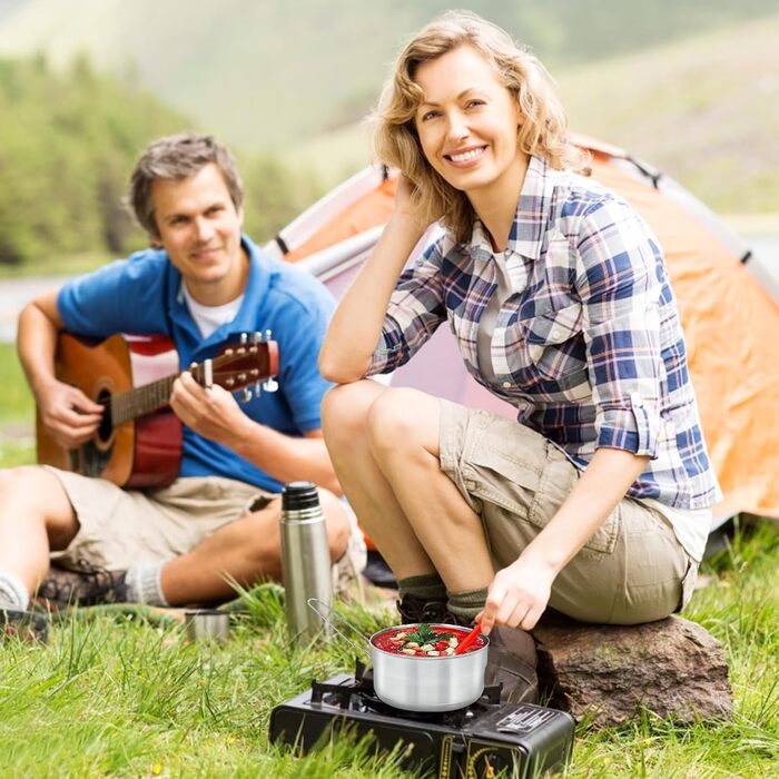 Набір кухонного посуду Anseom для кемпінгу, алюміній, складний, для 1-2 осіб, для туризму, риболовлі, пікніка