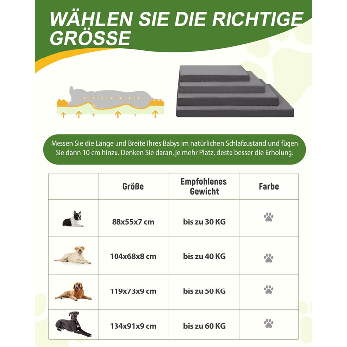 Ортопедичний лежак для собак великих порід 119x73 см, знімний чохол з екошкіри, м'який лежак-матрац для собак, сірий (L119xB73xH9 см)