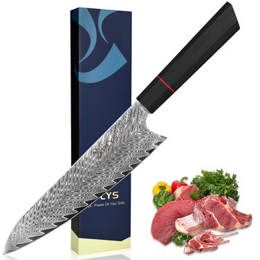 Ніж кухонний японський Kiritsuke Damast, 20 см, сталь VG10, 67 шарів, рукоять G10, подарункова коробка