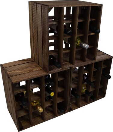 Wine Rack 16er white/natural/flamed Dimensions 40x40x27cm Shelf Box Bottle Rack Wine Rack Apple crate/Wine crate (dark)