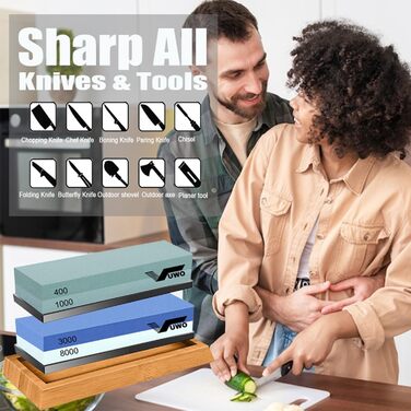 Набір для заточування ножів Vuwo 2-в-1: 400/1000 грінь. З антиковзким тримачем