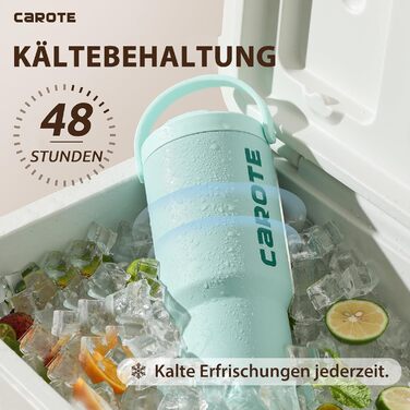 CAROTE Stainless Steel Water Bottle with Straw, 960ml, Vacuum Thermos Bottle with Flexible Cap, Leak-Proof, BPA-Free, Double-Walled Insulated Bottle for Hot and Cold Drinks (Green)