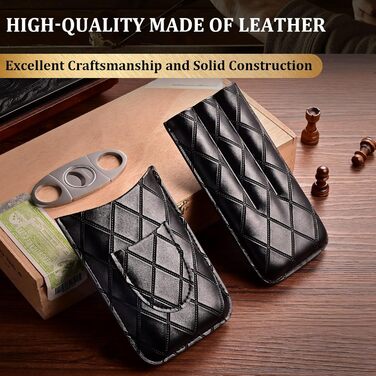 Вишуканий тютюнець CIGARLOONG: шкіряний футляр для сигар з 3 відділеннями та різаком з нержавіючої сталі (колір: коричневий)