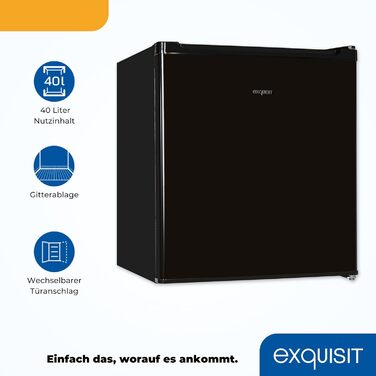 Міні-холодильник Exquisit 40 л, білий, ширина 45 см, висота 51 см, без морозильної камери, двері відкриваються зліва/справа, модель KB505-V-040E