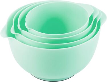 Набір міксерських мисок BoxedHome (4 шт.) Зелений: пластикові, з неслизьким покриттям, для салату та приготування їжі