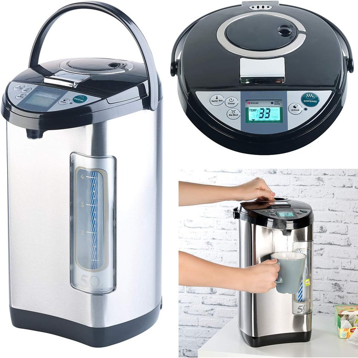 Rosenstein & Söhne Hot Water Dispenser: 5-Liter Water Tank, 5 Temperature Settings, 1.200 Watts (Hot Water Boiler, Hot Water Heater, Instant Water Heater)