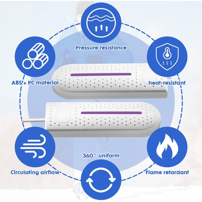 Електричний сушильник для взуття, портативний, 360° сушіння, антибактеріальний, для черевиків, рукавичок, шкарпеток