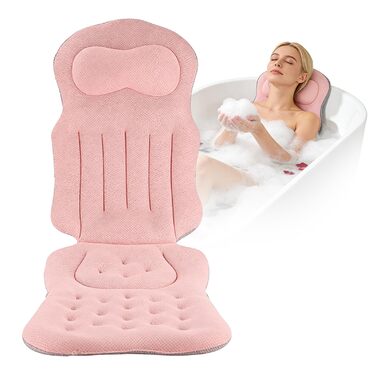 Подушка для ванни Ganz Körper Rosa: м'яка підставка для тіла з підтримкою голови, шиї, спини та ніг. Нековзна підстилка для ванни з присосками та гачками.