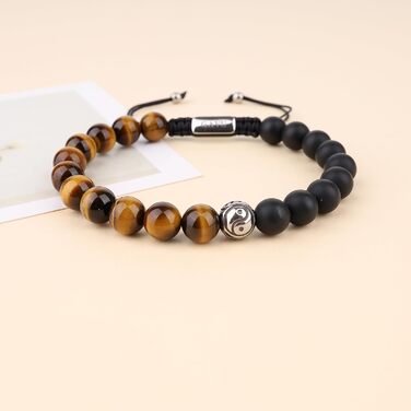 Чоловічий браслет GAVU з кристалами Інь-Ян (тигрове око)