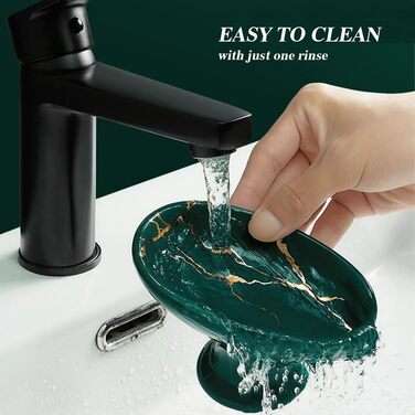 Керамічна мильниця-органайзер для мила, шампуню, чорного кольору, вінтажний дизайн, самостійно витікає