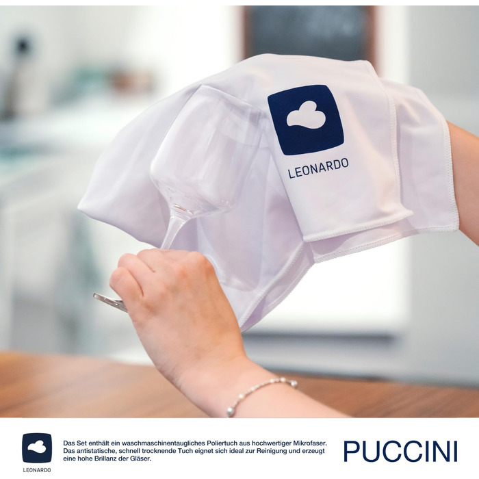 Набір келихів для червоного вина LEONARDO HOME PUCCINI 6 шт, 750 мл, ударостійке скло, для посудомийної машини, з серветкою