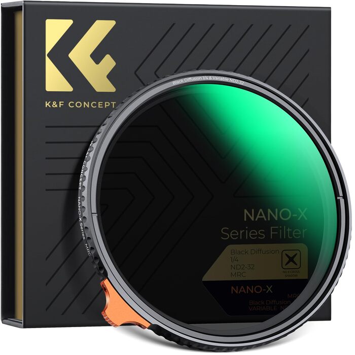 Фільтр K&F Concept Black Mist 1/4 + ND2-ND32 55mm змінний нейтральний фільтр (Nano-Xcel)