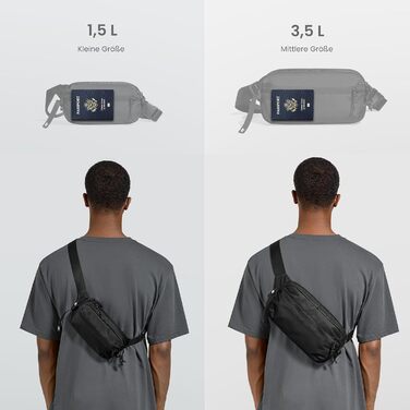 tomtoc Anti-Diebstahl Sling Bag 3,5L: Сумка на плече, через тіло, чорна, RFID-захист, для Switch, iPad mini, EDC, подорожі