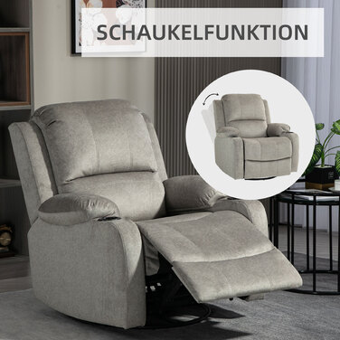 HOMCOM Electric Reclining TV Chair, 360° Swivel, Rocker Function, Pocket Spring, Footrest, Cup Holder, Brown